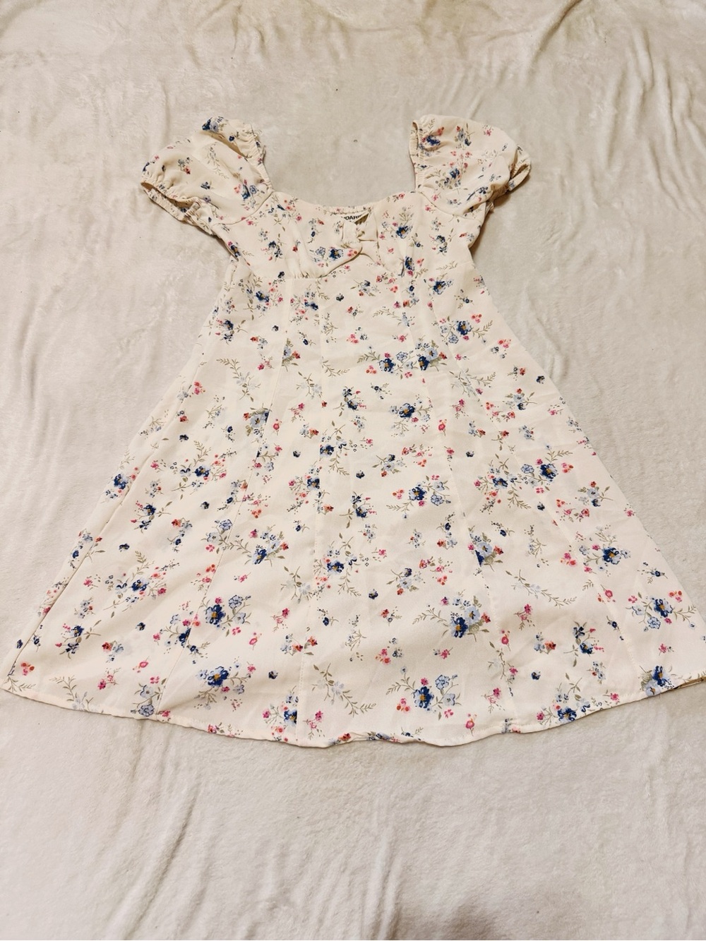 No Boundaries Cream Floral Puff-Sleeve Mini Dress